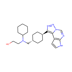 OCCN(C[C@H]1CC[C@H](c2nnn3cnc4[nH]ccc4c23)CC1)C1CCCCC1 ZINC001772584127