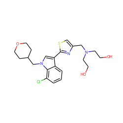 OCCN(CCO)Cc1csc(-c2cn(CC3CCOCC3)c3c(Cl)cccc23)n1 ZINC000071295560