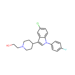 OCCN1CCC(c2cn(-c3ccc(F)cc3)c3ccc(Cl)cc23)CC1 ZINC000013452446