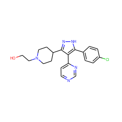 OCCN1CCC(c2n[nH]c(-c3ccc(Cl)cc3)c2-c2ccncn2)CC1 ZINC000033973827