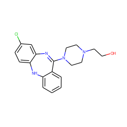 OCCN1CCN(C2=Nc3cc(Cl)ccc3Nc3ccccc32)CC1 ZINC000040764465