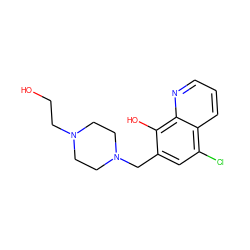 OCCN1CCN(Cc2cc(Cl)c3cccnc3c2O)CC1 ZINC000095620108