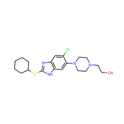 OCCN1CCN(c2cc3[nH]c(SC4CCCCC4)nc3cc2Cl)CC1 ZINC000029049889