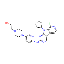 OCCN1CCN(c2ccc(Nc3ncc4c5ccnc(Cl)c5n(C5CCCC5)c4n3)nc2)CC1 ZINC000117687209