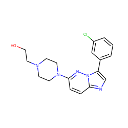 OCCN1CCN(c2ccc3ncc(-c4cccc(Cl)c4)n3n2)CC1 ZINC001772583737