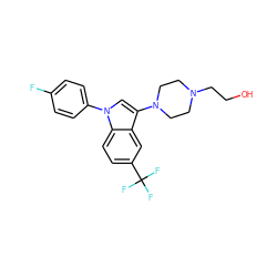 OCCN1CCN(c2cn(-c3ccc(F)cc3)c3ccc(C(F)(F)F)cc23)CC1 ZINC000013452396