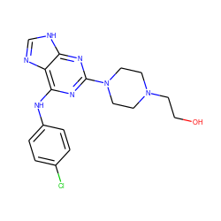 OCCN1CCN(c2nc(Nc3ccc(Cl)cc3)c3nc[nH]c3n2)CC1 ZINC000053242848