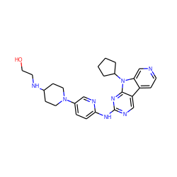 OCCNC1CCN(c2ccc(Nc3ncc4c5ccncc5n(C5CCCC5)c4n3)nc2)CC1 ZINC000169706908