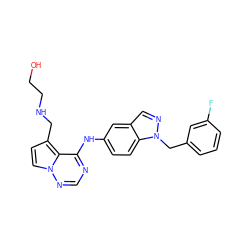 OCCNCc1ccn2ncnc(Nc3ccc4c(cnn4Cc4cccc(F)c4)c3)c12 ZINC000028817117