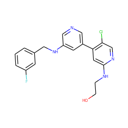 OCCNc1cc(-c2cncc(NCc3cccc(F)c3)c2)c(Cl)cn1 ZINC001772603322