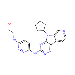 OCCNc1ccc(Nc2ncc3c4ccncc4n(C4CCCC4)c3n2)nn1 ZINC000169706739