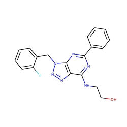 OCCNc1nc(-c2ccccc2)nc2c1nnn2Cc1ccccc1F ZINC000028643557