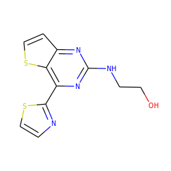 OCCNc1nc(-c2nccs2)c2sccc2n1 ZINC000029047517
