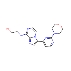 OCCNc1nccn2c(-c3ccnc(N4CCOCC4)n3)cnc12 ZINC000169701229