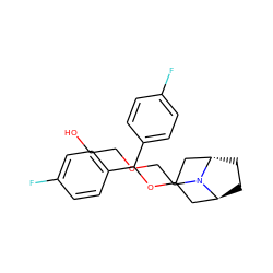 OCCOCCN1[C@H]2CC[C@H]1CC(OC(c1ccc(F)cc1)c1ccc(F)cc1)C2 ZINC000101009554