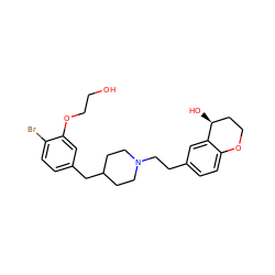 OCCOc1cc(CC2CCN(CCc3ccc4c(c3)[C@@H](O)CCO4)CC2)ccc1Br ZINC000169703920