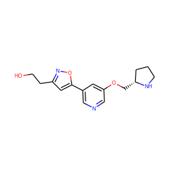 OCCc1cc(-c2cncc(OC[C@@H]3CCCN3)c2)on1 ZINC000095578634