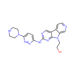 OCCn1c2cnccc2c2cnc(Nc3ccc(N4CCNCC4)nn3)nc21 ZINC000169706868