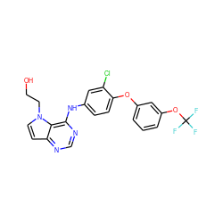 OCCn1ccc2ncnc(Nc3ccc(Oc4cccc(OC(F)(F)F)c4)c(Cl)c3)c21 ZINC000073196898