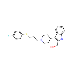 OCc1[nH]c2ccccc2c1C1CCN(CCCSc2ccc(F)cc2)CC1 ZINC000299831110