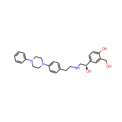 OCc1cc([C@@H](O)CNCCc2ccc(N3CCN(c4ccccc4)CC3)cc2)ccc1O ZINC000169351210