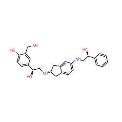 OCc1cc([C@H](O)CN[C@@H]2Cc3ccc(NC[C@@H](O)c4ccccc4)cc3C2)ccc1O ZINC000169729184