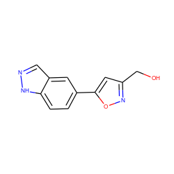 OCc1cc(-c2ccc3[nH]ncc3c2)on1 ZINC000063539963