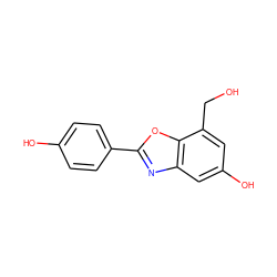 OCc1cc(O)cc2nc(-c3ccc(O)cc3)oc12 ZINC000013583661