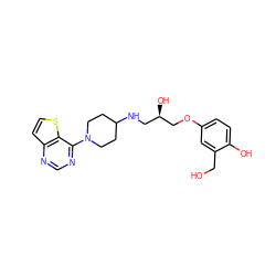 OCc1cc(OC[C@H](O)CNC2CCN(c3ncnc4ccsc34)CC2)ccc1O ZINC000064539947