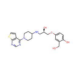 OCc1cc(OC[C@H](O)CNC2CCN(c3ncnc4sccc34)CC2)ccc1O ZINC000064539776