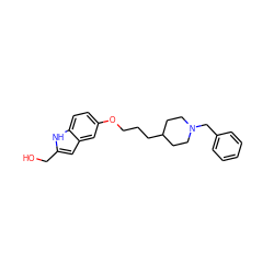 OCc1cc2cc(OCCCC3CCN(Cc4ccccc4)CC3)ccc2[nH]1 ZINC000299862515