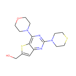 OCc1cc2nc(N3CCSCC3)nc(N3CCOCC3)c2s1 ZINC001772602087