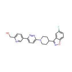 OCc1ccc(-c2ccc(N3CCC(c4noc5ccc(F)cc45)CC3)nn2)cn1 ZINC000218765218