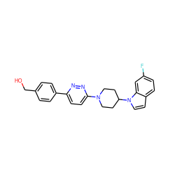 OCc1ccc(-c2ccc(N3CCC(n4ccc5ccc(F)cc54)CC3)nn2)cc1 ZINC001772585809