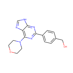 OCc1ccc(-c2nc(N3CCOCC3)c3nc[nH]c3n2)cc1 ZINC000045348474