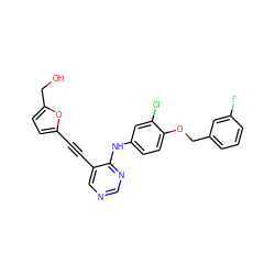 OCc1ccc(C#Cc2cncnc2Nc2ccc(OCc3cccc(F)c3)c(Cl)c2)o1 ZINC000034799987