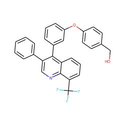 OCc1ccc(Oc2cccc(-c3c(-c4ccccc4)cnc4c(C(F)(F)F)cccc34)c2)cc1 ZINC000045353497