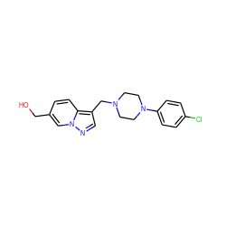 OCc1ccc2c(CN3CCN(c4ccc(Cl)cc4)CC3)cnn2c1 ZINC000013438686