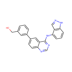 OCc1cccc(-c2ccc3ncnc(Nc4cccc5[nH]ncc45)c3c2)c1 ZINC000143187043