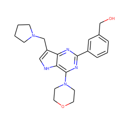 OCc1cccc(-c2nc(N3CCOCC3)c3[nH]cc(CN4CCCC4)c3n2)c1 ZINC000043205761