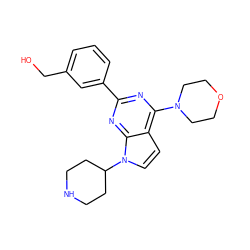 OCc1cccc(-c2nc(N3CCOCC3)c3ccn(C4CCNCC4)c3n2)c1 ZINC000045352542