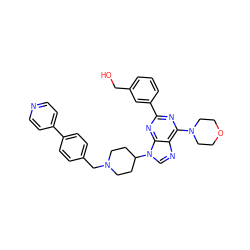 OCc1cccc(-c2nc(N3CCOCC3)c3ncn(C4CCN(Cc5ccc(-c6ccncc6)cc5)CC4)c3n2)c1 ZINC000049723237