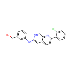 OCc1cccc(Nc2cc3ccc(-c4ccccc4Cl)nc3cn2)c1 ZINC000169700089