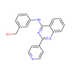 OCc1cccc(Nc2nc(-c3ccncc3)nc3ccccc23)c1 ZINC000025165194