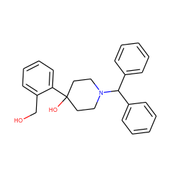 OCc1ccccc1C1(O)CCN(C(c2ccccc2)c2ccccc2)CC1 ZINC000028817126