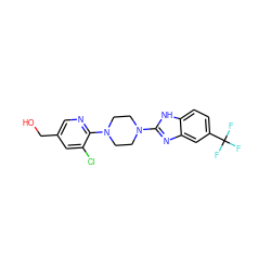 OCc1cnc(N2CCN(c3nc4cc(C(F)(F)F)ccc4[nH]3)CC2)c(Cl)c1 ZINC000038157625