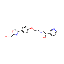 OCc1nc(-c2ccc(OCCNC[C@H](O)c3cccnc3)cc2)co1 ZINC000028959262