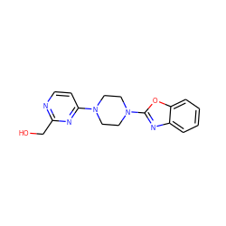 OCc1nccc(N2CCN(c3nc4ccccc4o3)CC2)n1 ZINC000013472148