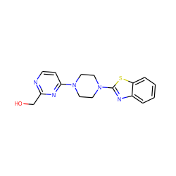 OCc1nccc(N2CCN(c3nc4ccccc4s3)CC2)n1 ZINC000013472147