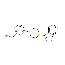 OCc1nccc(N2CCN(c3noc4ccccc34)CC2)n1 ZINC000013472151